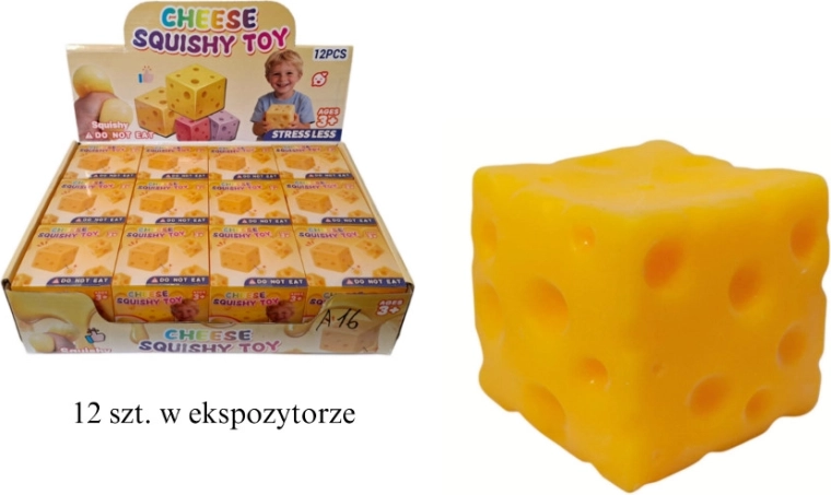 Antistresna gnječilica u obliku sira (kocka 6 × 6 × 6 cm)
