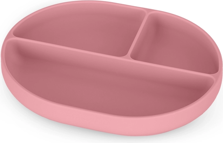 Petite&Mars silikonski podijeljeni tanjur s vakuumskom prijanjaljkom take&match dusty rose 6m+