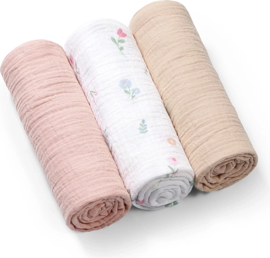 BabyOno muslinske pelene Super Soft ružičaste 70 × 70 cm (3 kom)