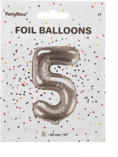 Srebrni folijski balon broj 5 (35 cm)