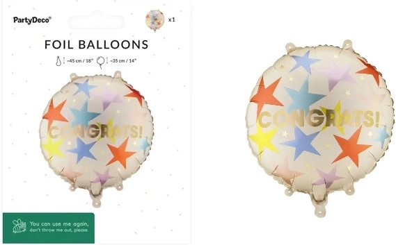 Folijski balon u obliku pastile „Congrats“ 35 × 35 cm, miks boja