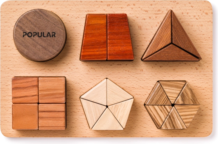 Wooden shape inset puzzle on a board
