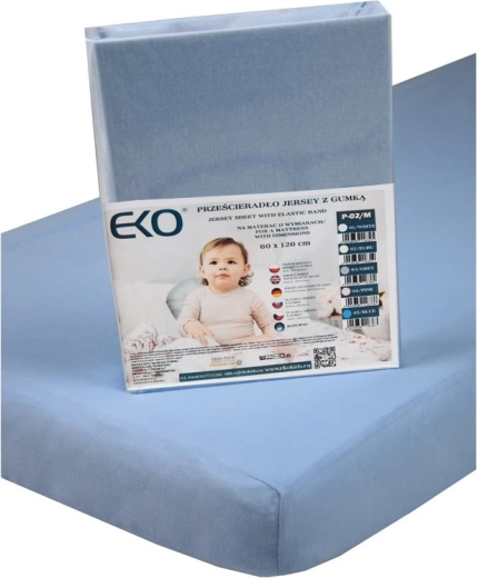 EKO žersej plahta s gumom plava 120 × 60 cm