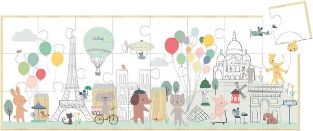 Vilac panoramske drvene puzzle Pariz – Sarah Betz, 24 dijelova