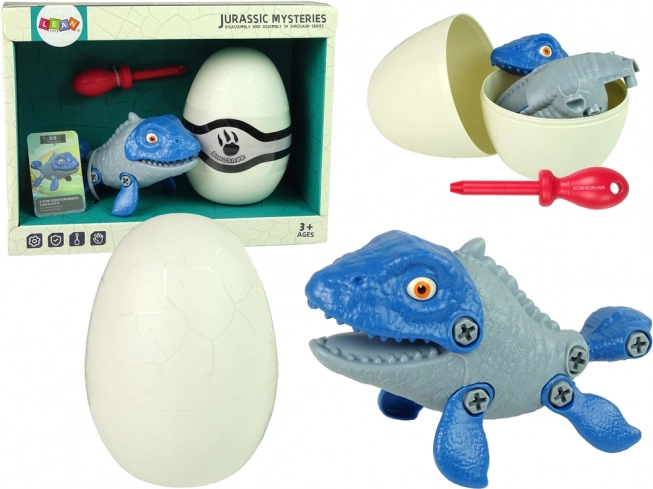 Set dinosaur mosasaurus s jajetom DIY sa odvijačem – plava