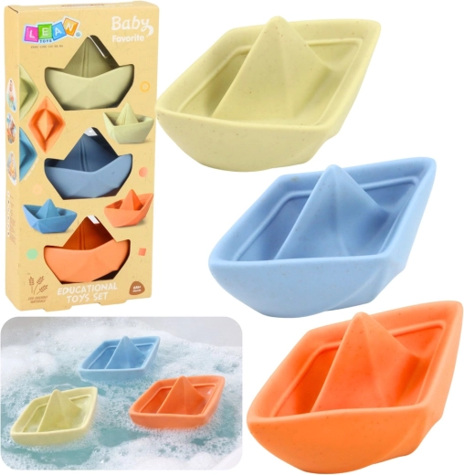 Set gumenih brodića za kupanje za bebe, pastelni, 3 kom