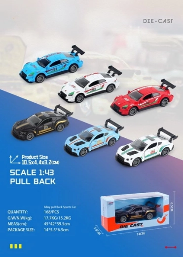 Metalni trkaći autić 10,5 cm na povratni pogon