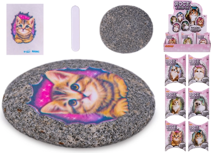 Pebble with Cat Sticker – creative toy for kids aged 6+