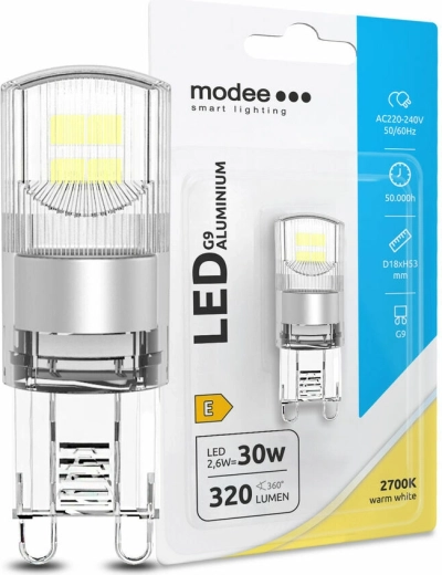 LED žarulja G9 2,6 W toplo bijela aluminij MODEE