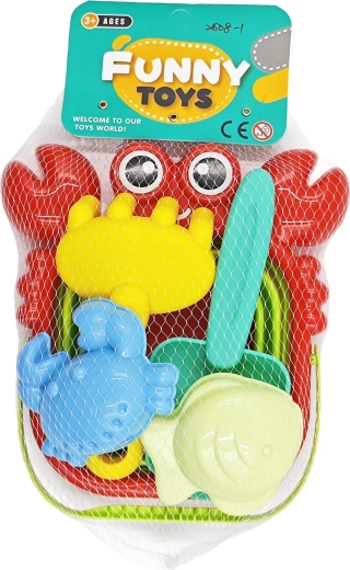 Set za pijesak s rakom – sklopiva kanta, lopatica, grabljice i kalupi