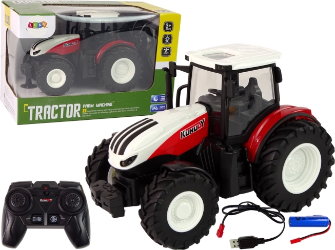 Daljinsko upravljani traktor 1:24 crveno-bijeli Farma