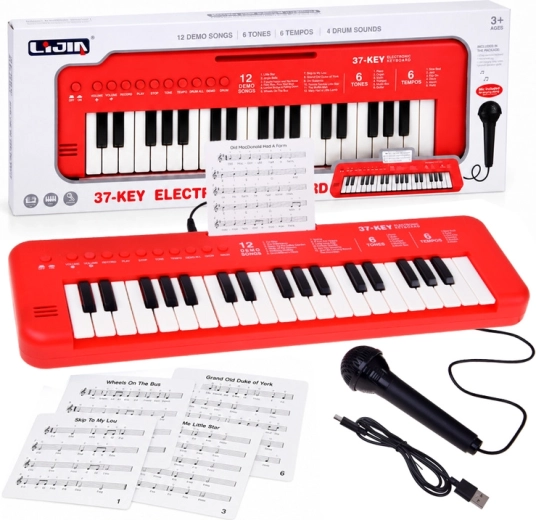 Children's electronic keyboard with 37 keys and microphone