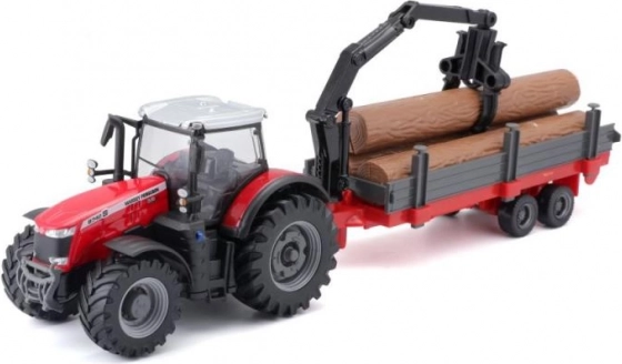 Bburago 10 cm poljoprivredni traktor na inercijski pogon s prikolicom Massey Ferguson 8740S