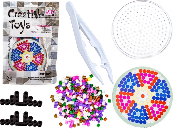 Iron-on beads with template – colorful flower