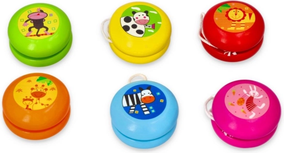 drveno jo-jo s veselim životinjama