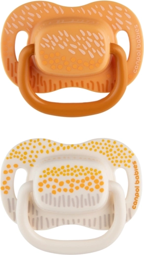 Set simetričnih silikonskih duda Mountains 6–18 mj., 2 kom – žuti