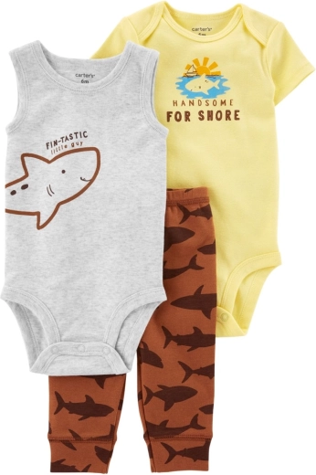 Carter's 3-dijelni set za dječake Brown Shark – trenirka i 2× bodi (24 mj)