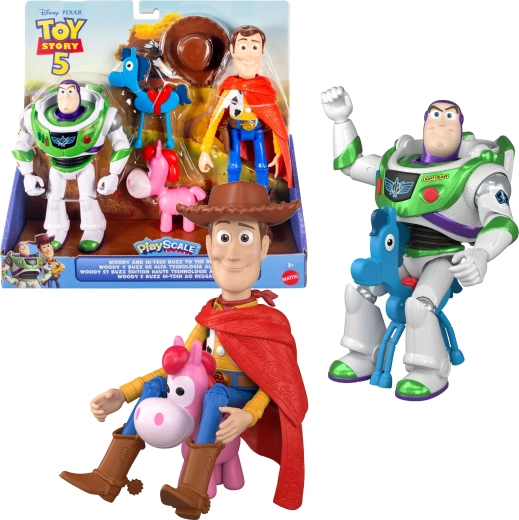 Mattel Disney Pixar Toy Story 5 set figurica Woody i Buzz Svjetlosni (Hi‑Tech) + 2 ponija