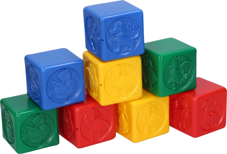 Colorful Plastic Blocks for Children with Animals, Set of 8 pcs