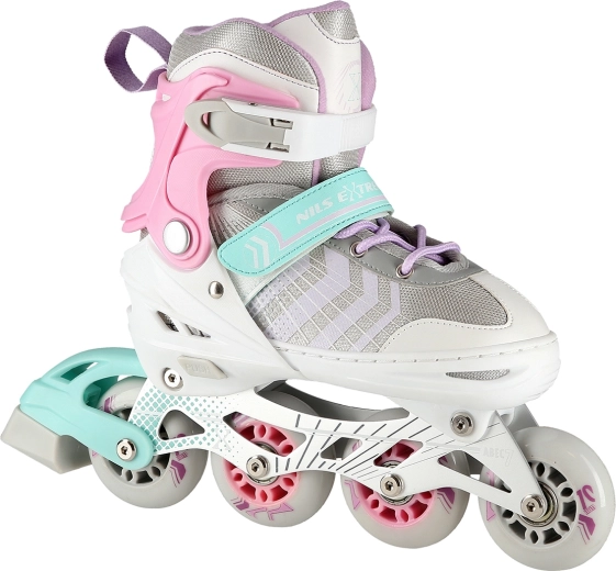 Kids' adjustable skates 4-in-1 NILS Extreme NH18192 white-pink – S (29-33)