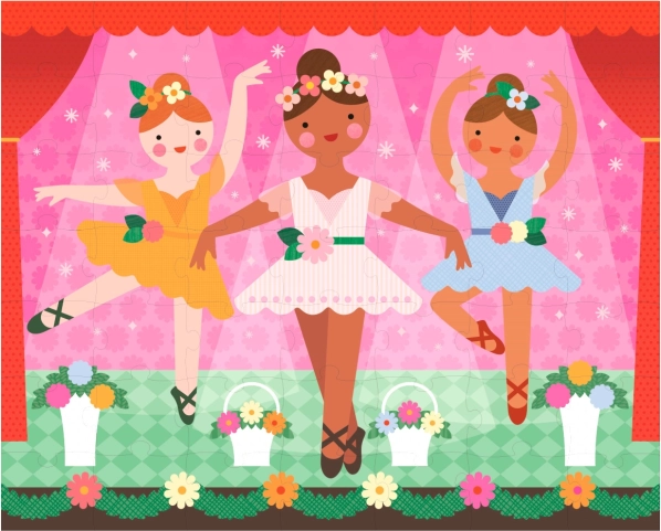 Dvostrana slagalica balerine 2-u-1 PETIT COLLAGE, 49 dijelova