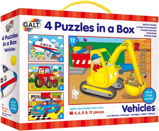 Galt Vehicles Puzzle 4-in-1 (4, 6, 8, 12 pieces)