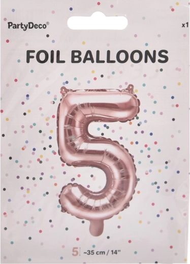 Folijski balon broj 5 biserno ružičasti 35 cm