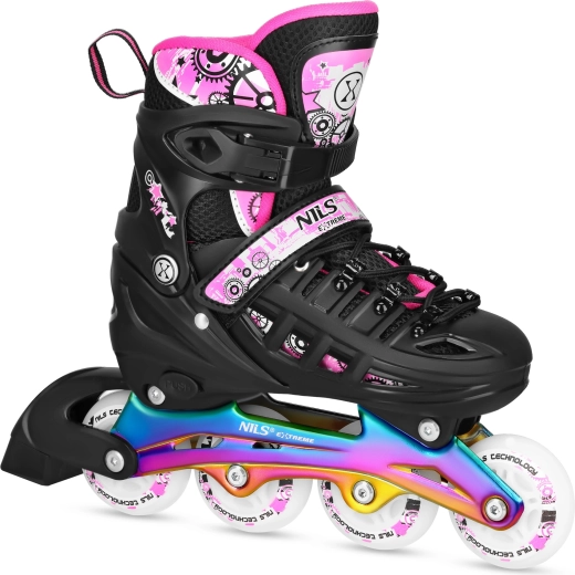 NILS Extreme Kids' 4-in-1 Skates, Rainbow/Pink – S (31-34)