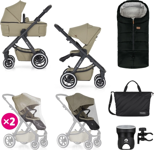 Petite&Mars kombinirana kolica Icon 2u1 Mossy Green XXL Air