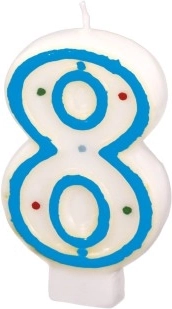 Svijeća broj 8 s raznobojnim točkicama Amscan