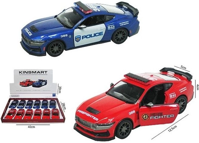 Model auta Ford Mustang 2024 Dark Horse – policijska ili vatrogasna verzija, pull back