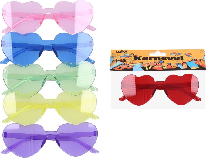 Carnival plastic heart-shaped glasses - 1 piece