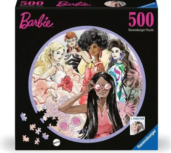 Ravensburger okrugla slagalica Barbie: modne ikone 500 dijelova
