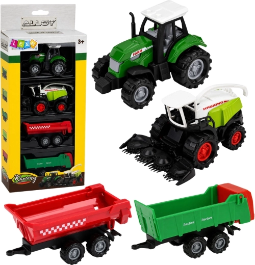 Set poljoprivrednih vozila 1:68 – traktor, kombajn za silažu i 2 prikolice (4 kom)