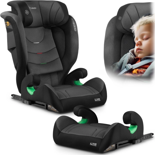 Autosjedalica Nukido Louis Soft crno‑siva 100–150 cm i-Size ISOFIX