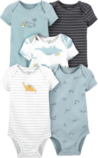Carter's dječački bodi s kratkim rukavima Blue Dino, 5 kom