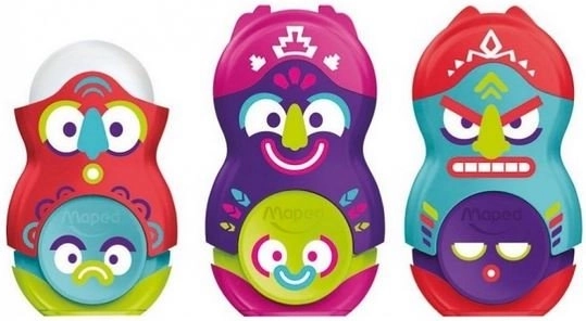 Maped šiljilo s gumicom Loopy Totem, mix boja