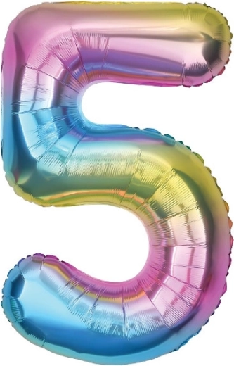 Foli balon broj 5, duginih boja, 85 cm