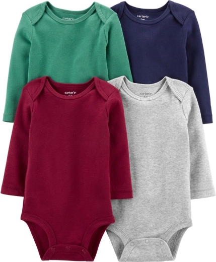 Carter's dječački bodi za bebe s dugim rukavima, višebojno, 4 kom, vel. 56 (NB)