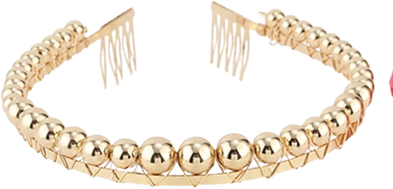 Ružičasta traka za kosu sa zlatnim perlama SPARKYS