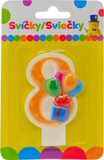 Rođendanska svijeća broj 8 s balonima