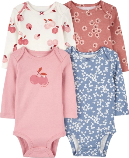 Carter’s long-sleeve baby bodysuits Pink/Blue Floral, 4 pcs, size 56 (NB)