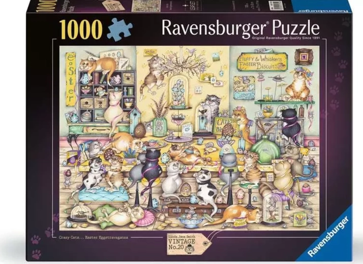 Ravensburger Puzzle Vintage Crazy Cats No. 20: Easter Show, 1000 Pieces