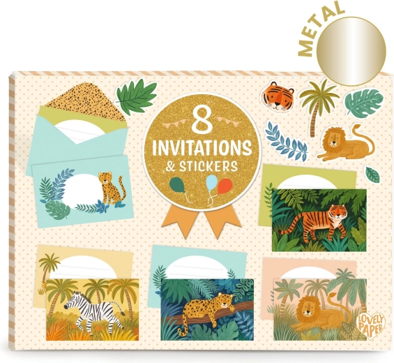 DJECO Jungle Animals Party Invitations Gift Set