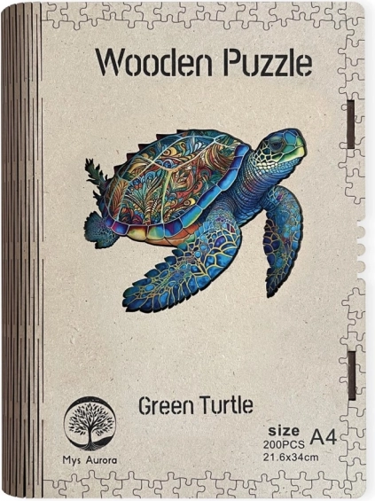 Drvene puzzle Green Turtle A4