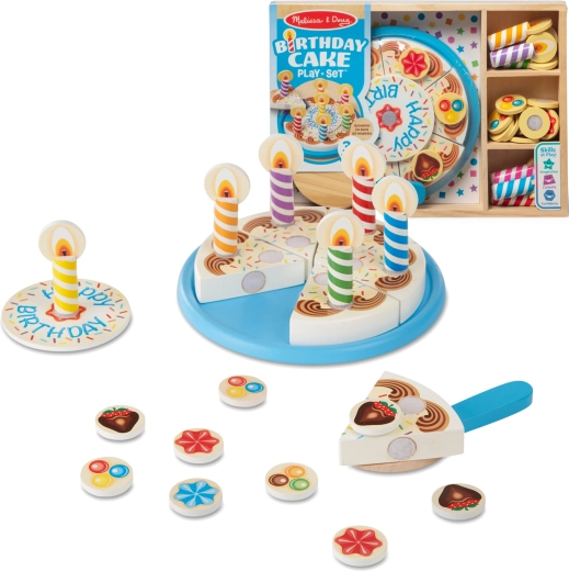 Drveni rođendanski tortni set za rezanje s dodacima 34 kom MELISSA & DOUG