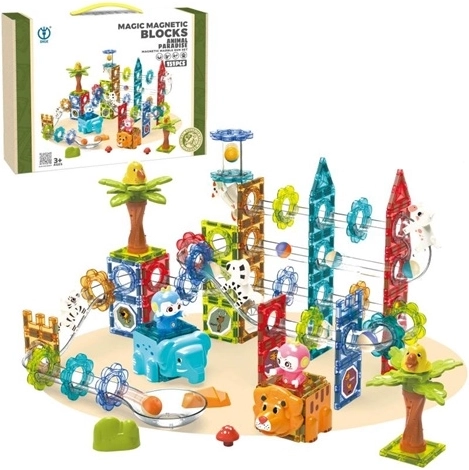 Magnetic Construction Set with Track, 151 Pieces