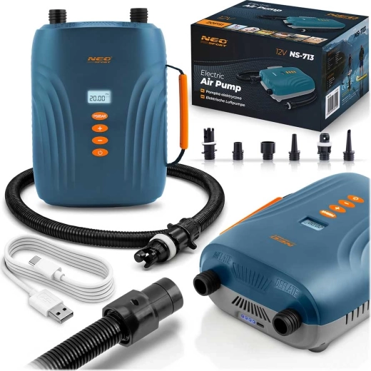 Neo-Sport bežična električna pumpa za SUP i napuhljivu opremu s akumulatorom 20 PSI i 6 nastavaka