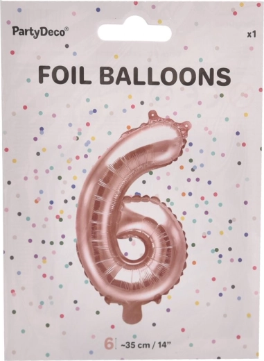 Folijski balon broj 6 biserno ružičasti 35 cm