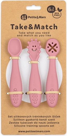 Petite&Mars silikonske trenirne žličice Take&Match dusty rose 3 kom 6m+